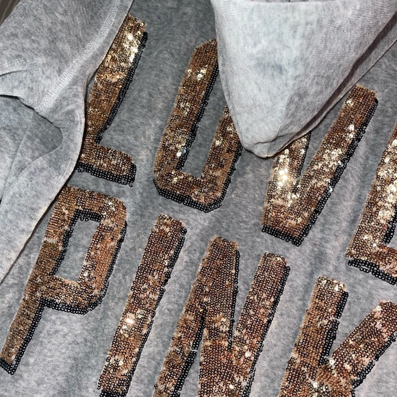 Victorias Secret PINK Gray hoodie with gold - Picture 4 of 4